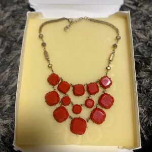 Stella and Dot orange rhinestone necklace